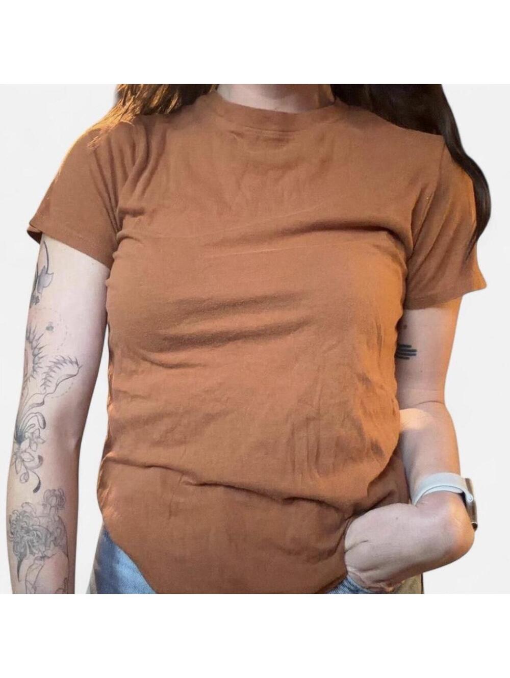 A New Day Women's Orange and Brown Tshirt